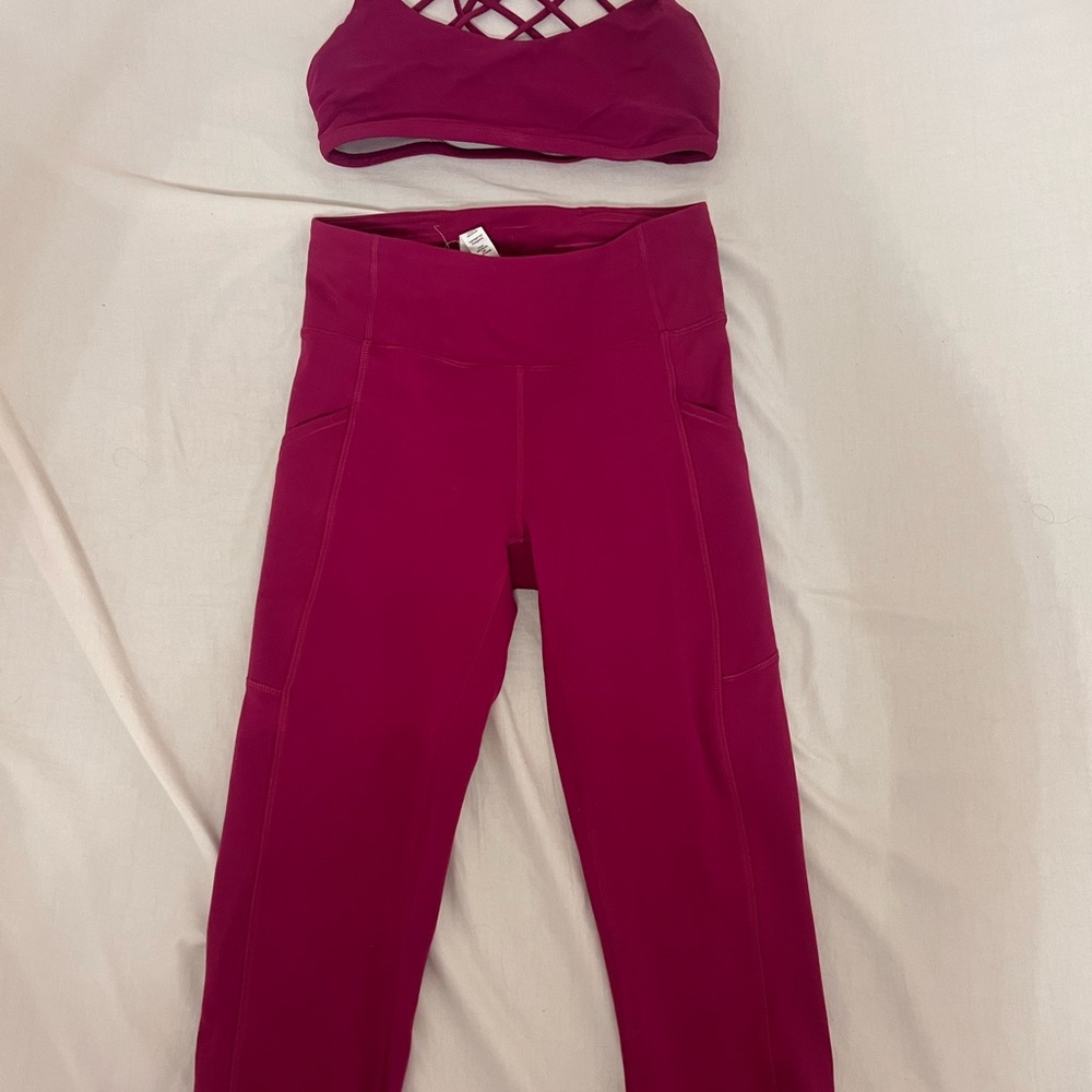 Lululemon Ripened Raspberry Sports Bra and Leggings Set - Picture 2 of 9